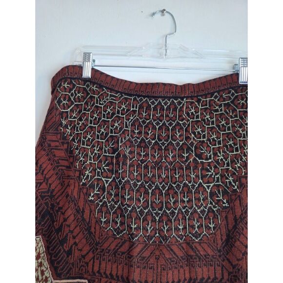 NWT Peruvian Connection Rug Market Red & Brown Tapestry Knit Midi Skirt sz Large - Picture 5 of 9